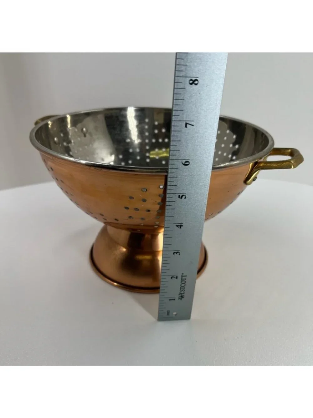 Vintage Copper Colander Pedestal Strainer Made in Korea 9